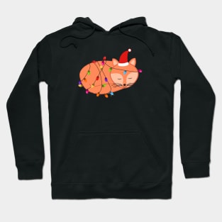 Cute sleeping fox with christmas light bulbs Hoodie